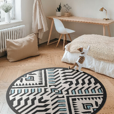 Runder vinyl teppich Geometrisches abstraktes Muster im indischen Stil