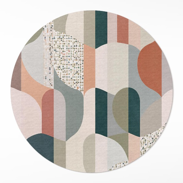 Runder teppich auf pvc Boho-Abstraktion runde Formen im Retrostil