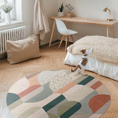 Runder teppich auf pvc Boho-Abstraktion runde Formen im Retrostil
