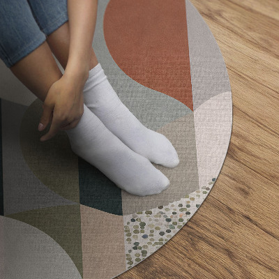 Runder teppich auf pvc Boho-Abstraktion runde Formen im Retrostil