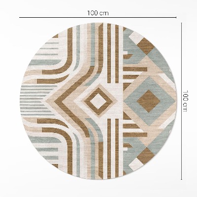 Runder vinyl teppich Boho Abstraktion geometrisch indischer Stil