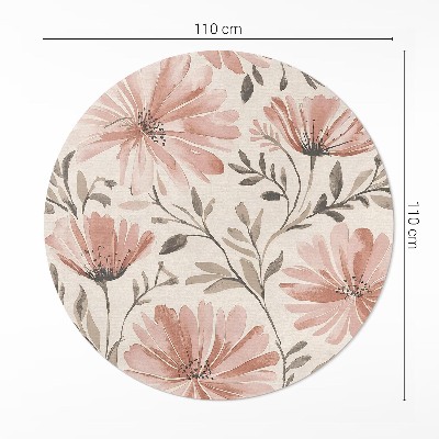 Runder vinyl teppich läufer Schöne dekorative Blumen zarte Aquarell