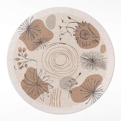 Runder teppich pvc Tupfen, Linien und Pflanzen abstraktes Boho-Muster
