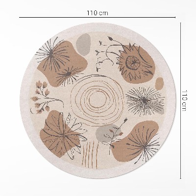 Runder teppich pvc Tupfen, Linien und Pflanzen abstraktes Boho-Muster