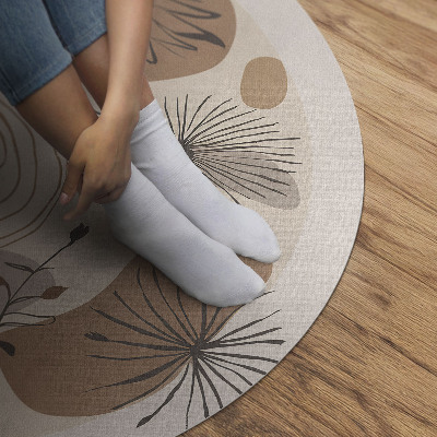 Runder teppich pvc Tupfen, Linien und Pflanzen abstraktes Boho-Muster