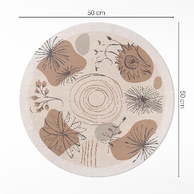 Runder teppich pvc Tupfen, Linien und Pflanzen abstraktes Boho-Muster