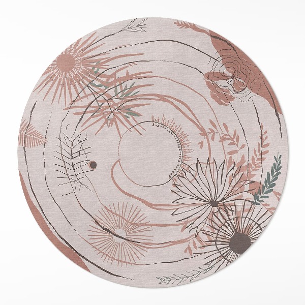 Runder teppich auf pvc Blumen und Pflanzen Boho-Muster