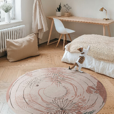 Runder teppich auf pvc Blumen und Pflanzen Boho-Muster