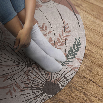 Runder teppich auf pvc Blumen und Pflanzen Boho-Muster