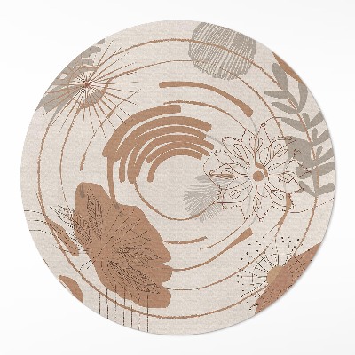 Runder vinyl teppich Abstraktes Boho-Muster mit Pflanzenmotiven