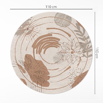 Runder vinyl teppich Abstraktes Boho-Muster mit Pflanzenmotiven