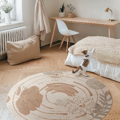 Runder vinyl teppich Abstraktes Boho-Muster mit Pflanzenmotiven