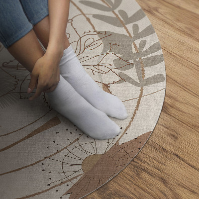 Runder vinyl teppich Abstraktes Boho-Muster mit Pflanzenmotiven