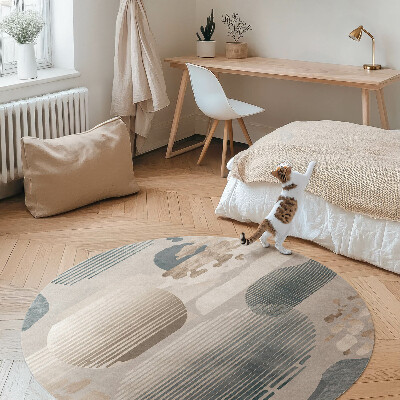 Runder vinyl teppich läufer Abstrakte Punkte im Boho-Vintage-Stil