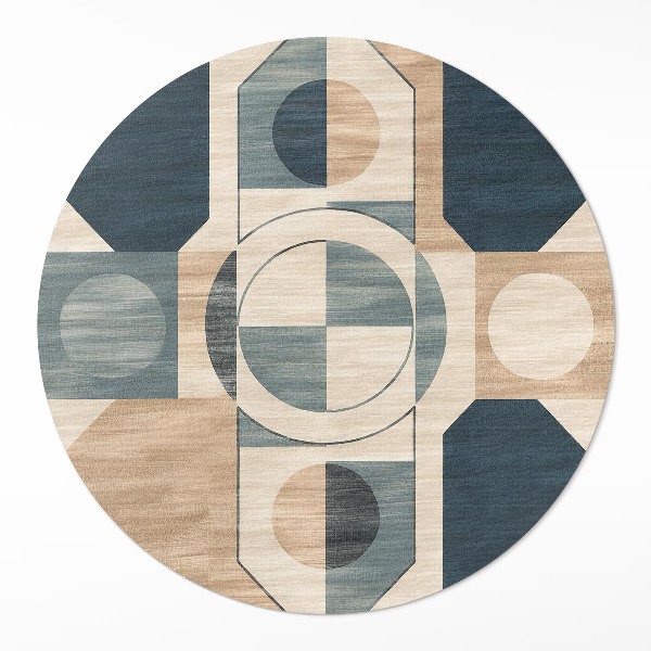 Runder teppich auf pvc Geometrische Formen im Retro-Stil