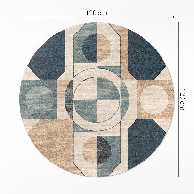 Runder teppich auf pvc Geometrische Formen im Retro-Stil