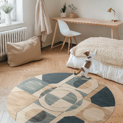Runder teppich auf pvc Geometrische Formen im Retro-Stil