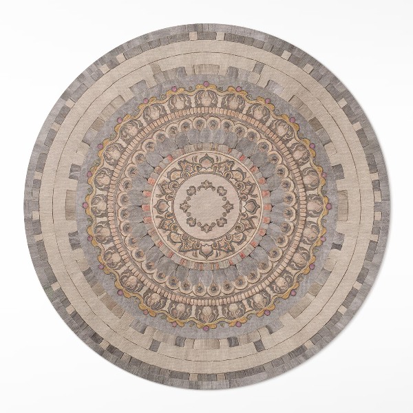Runder vinyl teppich Ornament im Stil eines alten Steinmosaiks