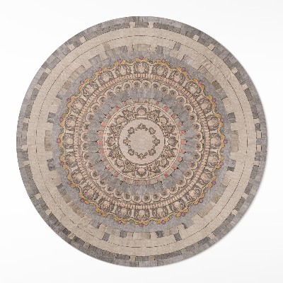 Runder vinyl teppich Ornament im Stil eines alten Steinmosaiks