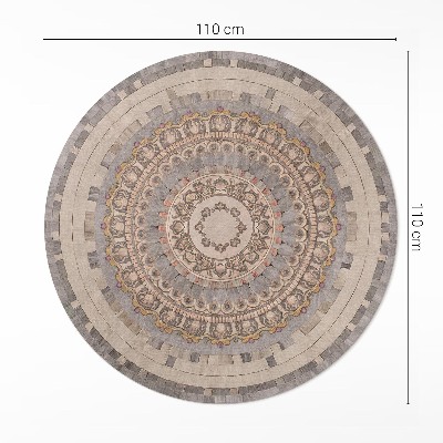 Runder vinyl teppich Ornament im Stil eines alten Steinmosaiks