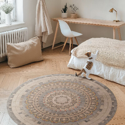 Runder vinyl teppich Ornament im Stil eines alten Steinmosaiks