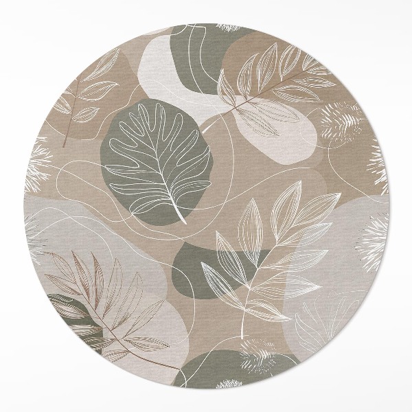 Runder vinyl teppich läufer Lineare Boho-Blätter
