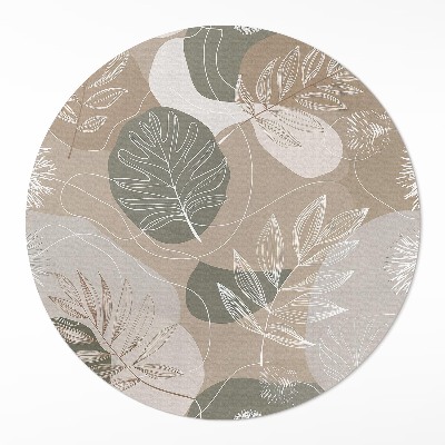 Runder vinyl teppich läufer Lineare Boho-Blätter