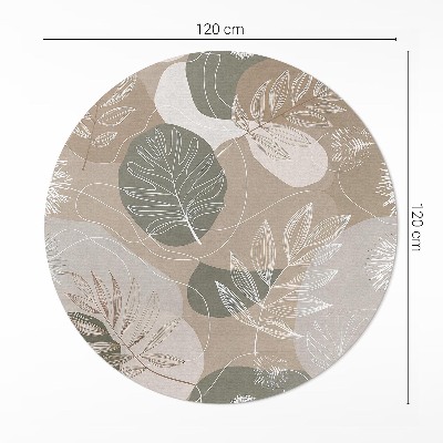 Runder vinyl teppich läufer Lineare Boho-Blätter