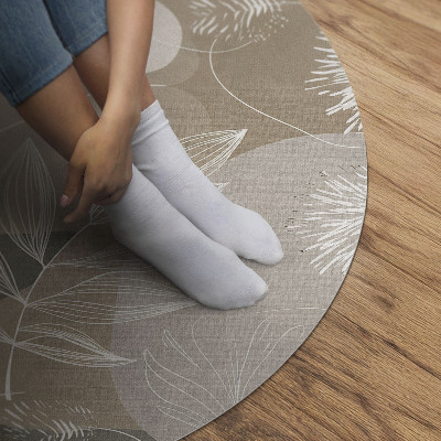 Runder vinyl teppich läufer Lineare Boho-Blätter