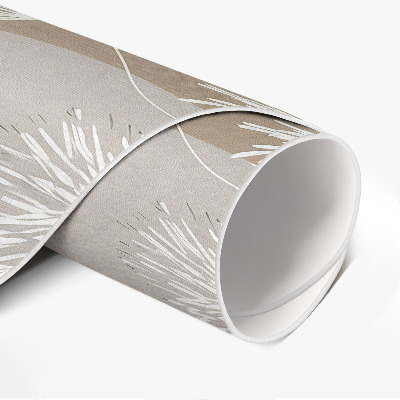 Runder vinyl teppich läufer Lineare Boho-Blätter