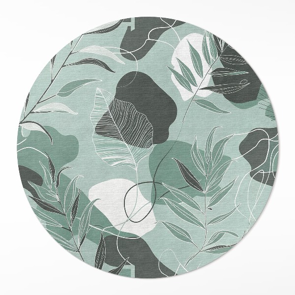 Runder teppich pvc Lineare Blätter auf pastellfarbenen Boho-Flecken