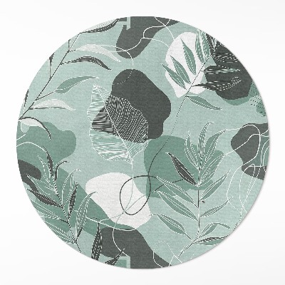 Runder teppich pvc Lineare Blätter auf pastellfarbenen Boho-Flecken