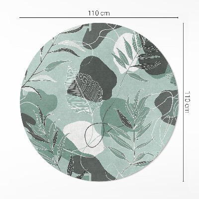 Runder teppich pvc Lineare Blätter auf pastellfarbenen Boho-Flecken
