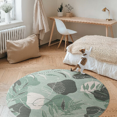 Runder teppich pvc Lineare Blätter auf pastellfarbenen Boho-Flecken