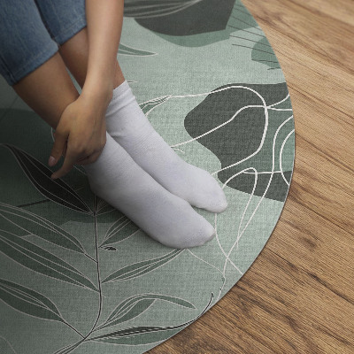 Runder teppich pvc Lineare Blätter auf pastellfarbenen Boho-Flecken