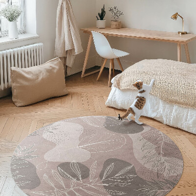 Runder teppich auf pvc Lineare Blätter auf runden Boho-Flecken