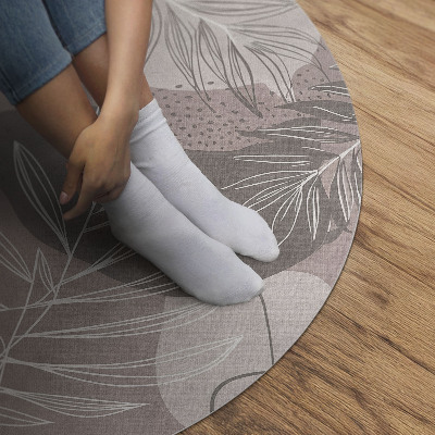 Runder teppich auf pvc Lineare Blätter auf runden Boho-Flecken