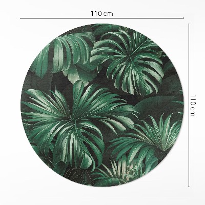 Runder vinyl teppich Blätter-Monster tropischer Dschungel