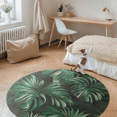 Runder vinyl teppich Blätter-Monster tropischer Dschungel