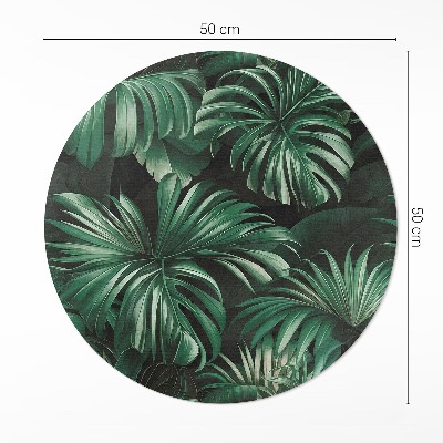 Runder vinyl teppich Blätter-Monster tropischer Dschungel