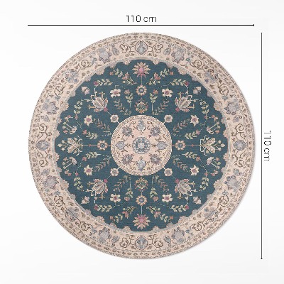 Runder teppich auf pvc Ornament mit Blumen und Blättern Muster Vintage