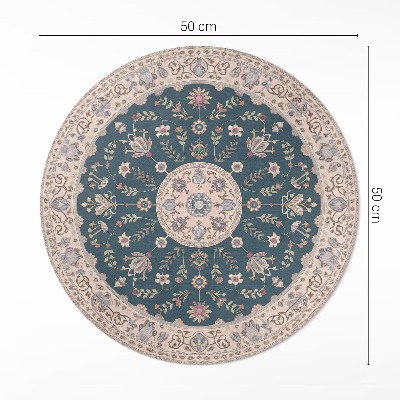 Runder teppich auf pvc Ornament mit Blumen und Blättern Muster Vintage