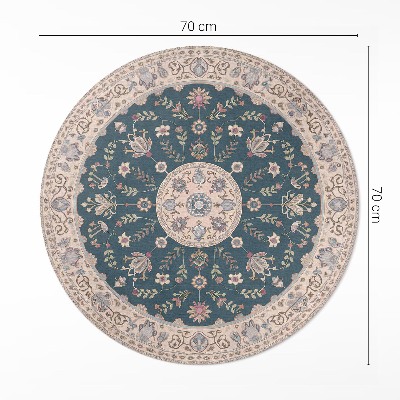Runder teppich auf pvc Ornament mit Blumen und Blättern Muster Vintage