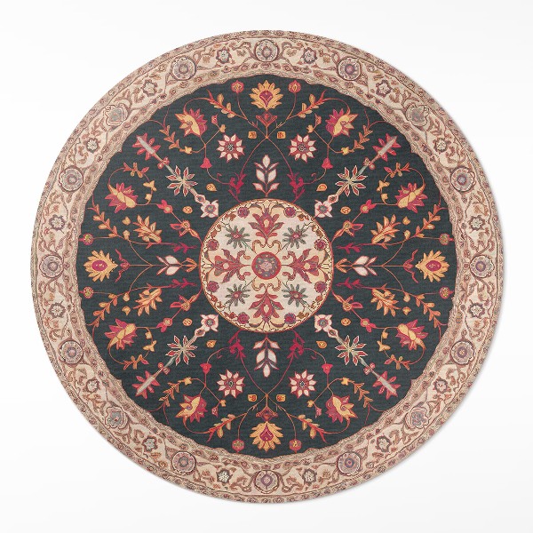 Runder vinyl teppich Gemüse Ornament Muster Vintage Persisch