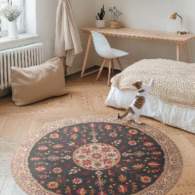 Runder vinyl teppich Gemüse Ornament Muster Vintage Persisch