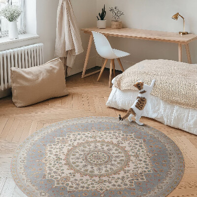 Runder pvc teppich Zartes Pflanzenornament Mandala vintage