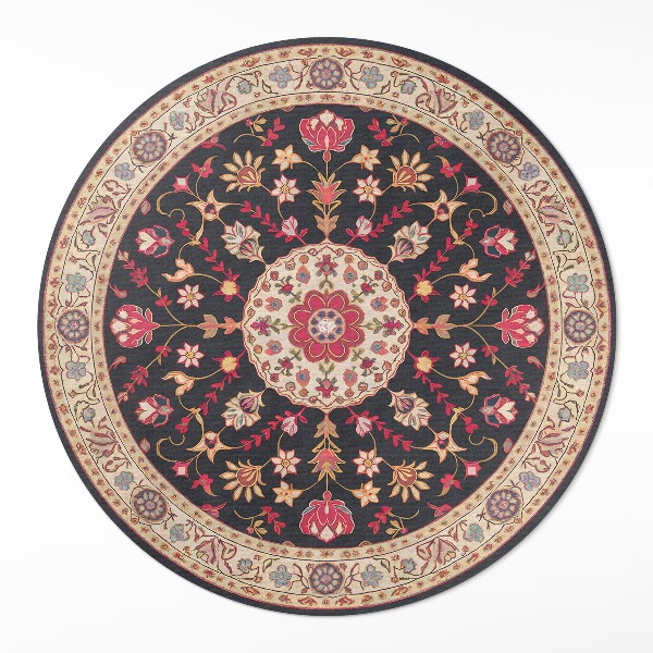 Runder vinyl teppich läufer Ornament mit Blumen und Blättern Stil Türkisch