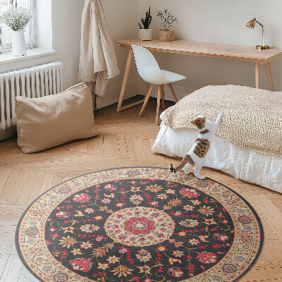 Runder vinyl teppich läufer Ornament mit Blumen und Blättern Stil Türkisch