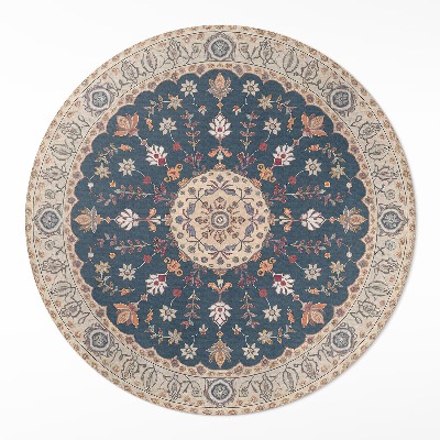 Runder teppich auf pvc Pflanzenornament mit Blumen im persischen Stil