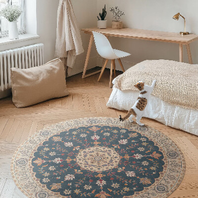 Runder teppich auf pvc Pflanzenornament mit Blumen im persischen Stil